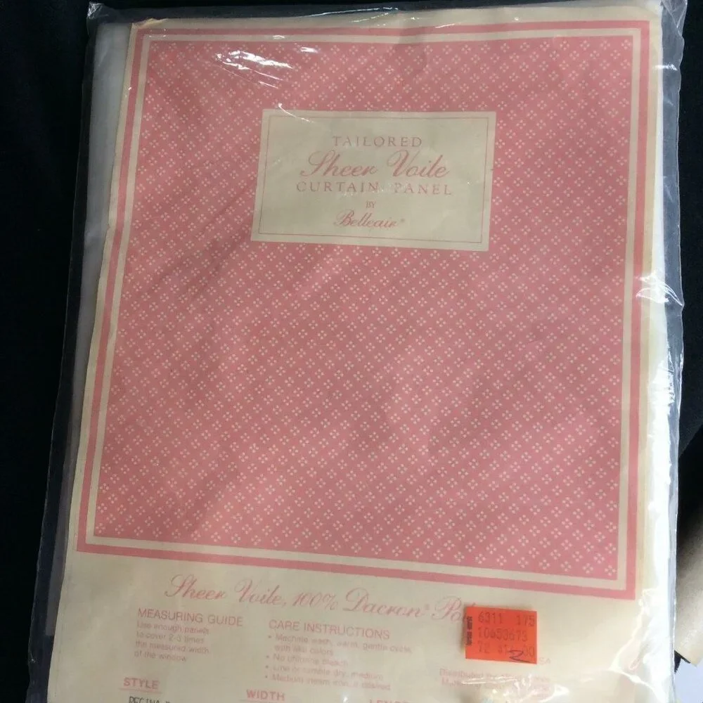 Vintage Belleaire Sheer Voile White Window Curtain Panel 62 x 84 Set 3 New